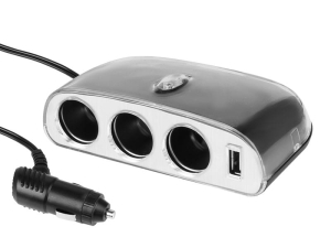 Rozgałęziacz zapalniczki potrójny 12/24V z USB 1000 mA