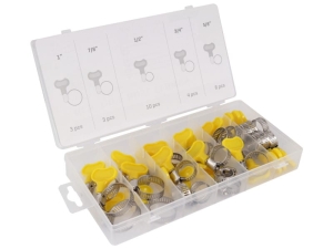 Opaski zaciskowe ślimakowe z kluczykiem, 26 szt.