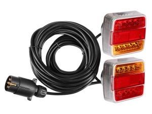 Zestaw lamp tylnych LED na magnes, przewód 7,5 m z wtyczką 7 PIN