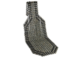 Mata koralikowa, drewniana, szaro - czarna