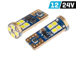 Żarówka VISION W5W (T10) 12/24V 12x 3030 SMD LED, nonpolar, CANBUS, biała, 2 szt.