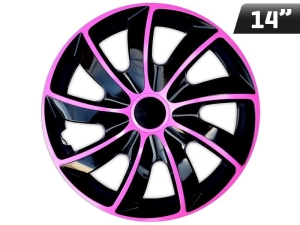 Kołpaki QUAD BICOLOR pink - black 14", 4 szt.