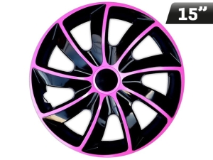 Kołpaki QUAD BICOLOR pink - black 15", 4 szt.