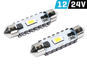 Żarówka VISION Festoon SV8.5 41 mm 12/24V 2x 3570 SMD LED, CANBUS, biała, 2 szt.