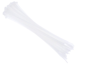 Opaski kablowe nylonowe 300x3,6 mm, białe, 100 szt.