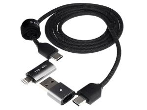 WAYME Kabel do ładowania i synchronizacji, w oplocie z mikrofibry, 100 cm (4w1) USB / C > USB-C / Lightning, max 60W