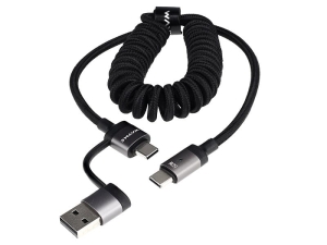 WAYME Kabel do ładowania i synchronizacji, w oplocie z mikrofibry, spiralny, 50 - 150 cm, USB / C > USB-C, max 60W