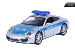 Model 1:34, PORSCHE 911 Carrera S, POLIZEI, srebrny