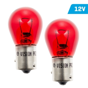 Żarówki VISION PR21W 12V 21W BAW15s, czerwona, blister 2 szt.